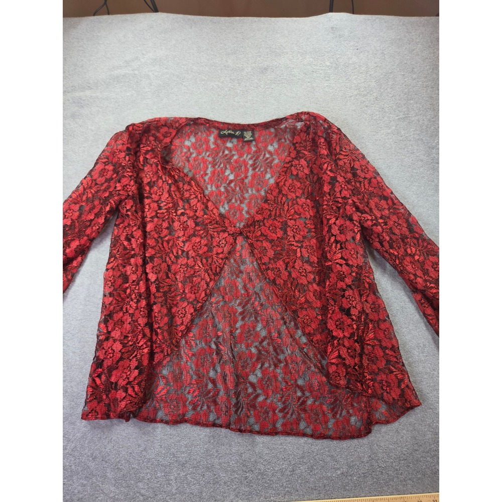 Lola P Womens 2PC Lace Maxi Dress & Bolero Set M Red Black Whimsigoth
